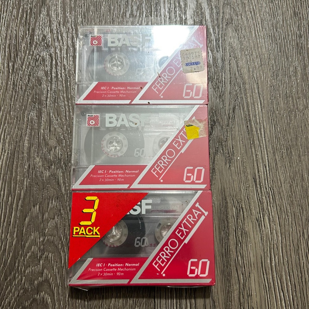 BASF Cassette Tapes 3 Pack Red Ferro Extra I 60 Type I Normal Bias Sealed
